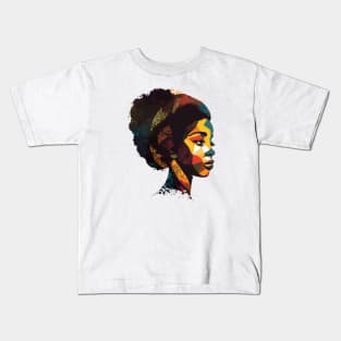 Black Women Power, African American History Geometric Art Kids T-Shirt